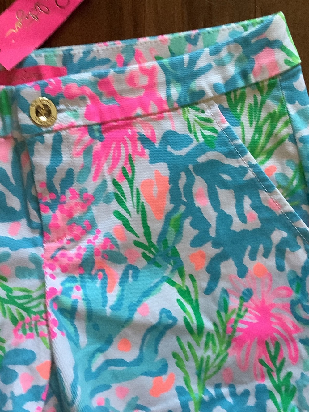Lilly Pulitzer Pastel Floral Scallop-Hem Shorts - Pink/Blue/Green, - Picture 6 of 10
